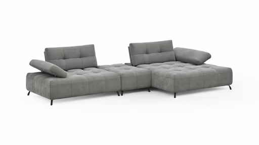 Ecksofa Comodo - 1-Sitzer, Longchair Rechts, Stoff, Hellgrau