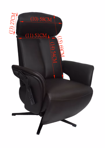 TV-Sessel MATHIS - drehbar, Aufstehhilfe, Relaxfunktion, Kopfteilverstellung, Leder, Chocolate