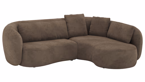Ecksofa Karasu - 3-Sitzer mit Ottomane rechts, Stoff, Taupe