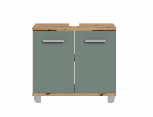 Waschbeckenunterschrank- B ca. 69 cm, Eiche Dekor, Graugrün