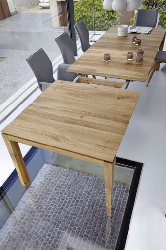 Esstisch 3400 - ausziehbar, LB ca. 200x100 cm, Asteiche massiv, Geölt, Gedrehter Fuss