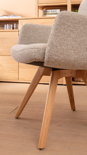 Armlehnstuhl Kamari - Stoff, Graubeige