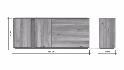Sideboard Saratoga - mit Klapptüren, Wildeiche massiv, natur geölt