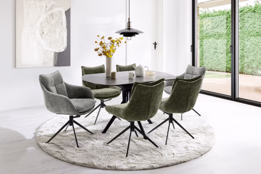 Esstisch - ausziehbar, LB ca. 90(135)x135 cm, Keramik, Anthrazit