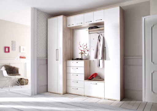 Garderobe - Eiche Dekor, Weiß