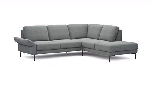 Ecksofa Rockport A - 2,5-Sitzer mit Ecke rechts inkl. Armlehne klappbar, Stoff, Eisblau