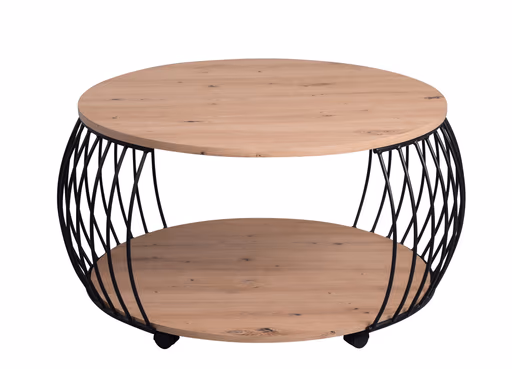 Couchtisch - Ø/H ca. 80x47 cm, Artisan Eiche Nachbildung, Schwarz