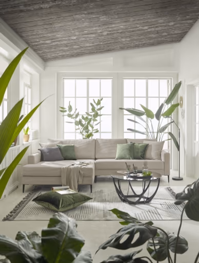 Ecksofa- Ecke links, 3-Sitzer, Stoff, Beige