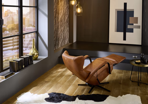 Sessel - GR.L, Relaxfunktion motorisch, Leder, Cognac