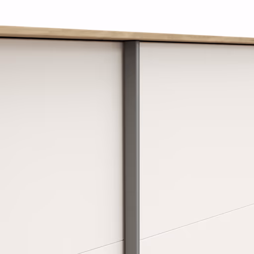 Schwebetürenschrank Viana - B ca. 188 cm, Furnier, Balkeneiche, Weiß