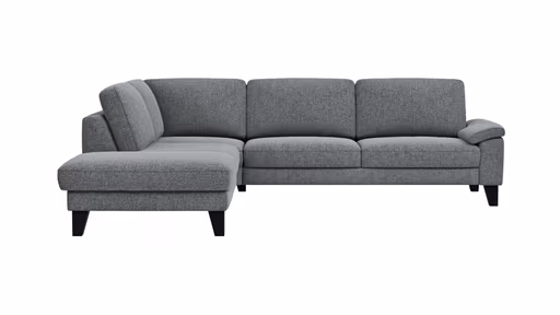 Ecksofa Oviedo - Ecke links mit 2,5-Sitzer inkl. Drehsitz, Stoff, Grau