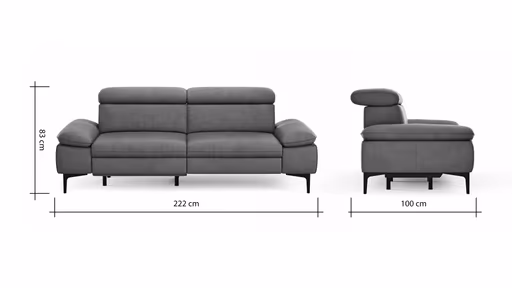 Sofa Felipa - 3-Sitzer inkl. Relaxfunktion (motorisch) und Kopfteil verstellbar, Leder, Cognac