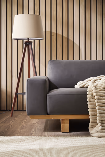 Sofa Anaheim - 3,5-Sitzer, Leder, Anthrazit