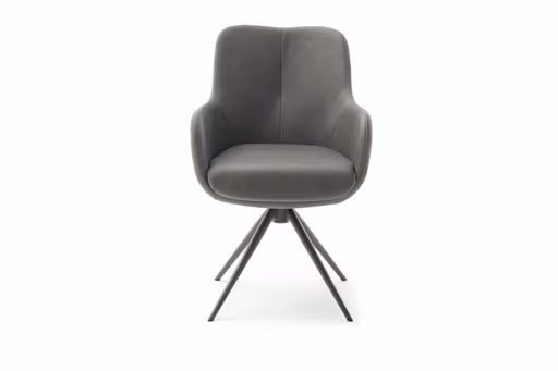 Armlehnstuhl Mis - Leder, Dunkelgrau, Gestell, Anthrazit