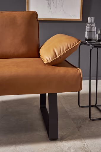 Polsterbank Elda - Breite ca. 236 cm, Leder, Cognac