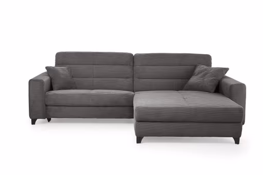 Ecksofa JAROM - 3-Sitzer, Ecke rechts inkl. Relaxfunktion (motorisch) und Kopfteil verstellbar, Stoff, Grau