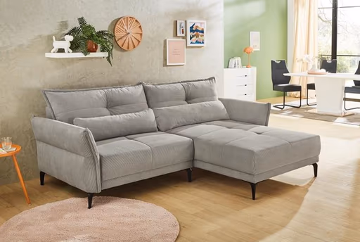 Ecksofa - 1,5-Sitzer, Ecke rechts, Stoff, Grau