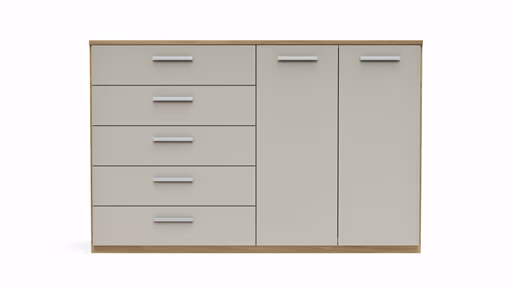 Kommode Viana - Balkeneiche furniert, Taupe