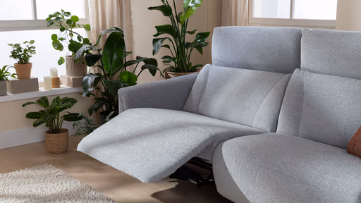 Sofa Nevin - 3-Sitzer, inkl. Relaxfunktion und Kopfteilverstellung (motorisch), Stoff, Silbergrau 