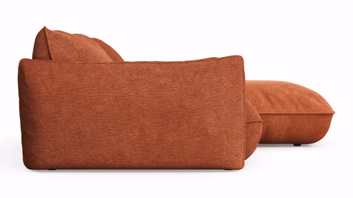 Ecksofa Fluffy - 2,5-Sitzer mit Longchair rechts inkl. Rückenlehne verstellbar, Stoff, Kupfer