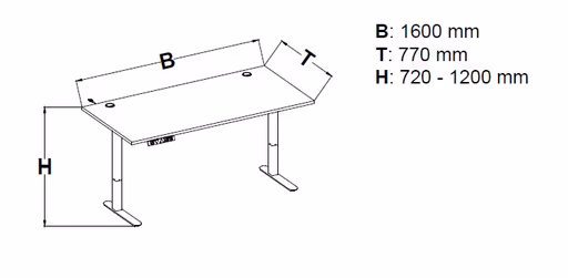 Schreibtisch - höhenverstellbar, LB ca. 160x77 cm, Artisan Eiche Nachbildung, Schwarz