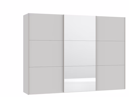 Schwebetürenschrank JOIN IT- B ca. 303 cm., Hellgrau, Matt, Spiegel