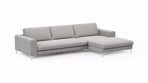 Ecksofa Solano - 2,5-Sitzer mit Longchair Rechts, Boucle, Hellgrau