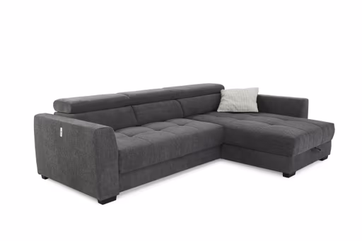 Ecksofa - 2-Sitzer, Ecke rechts, Stoff, Dunkelgrau
