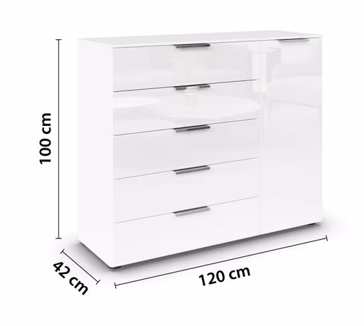 Kommode RIPP- Weiß, Glas, Weiß