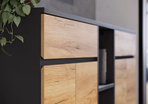 Aktenschrank GRIFFIN - B/H/T ca. 80x120x40 cm, Graphit, Eiche Dekor