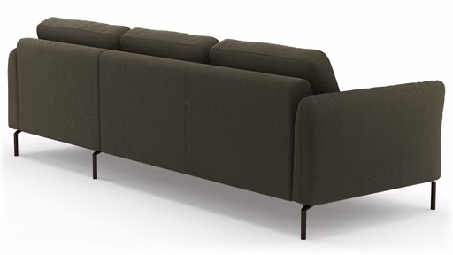 Ecksofa Leona - 3-Sitzer mit Longchair rechts, Stoff, Braungrün