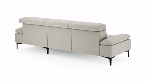 Ecksofa Felipa - 2,5-Sitzer mit Longchair rechts inkl. Kopfteil verstellbar, Stoff, Natur
