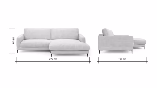 Ecksofa Janne - 1,5-Sitzer, Longchair rechts, Cord, Offwhite