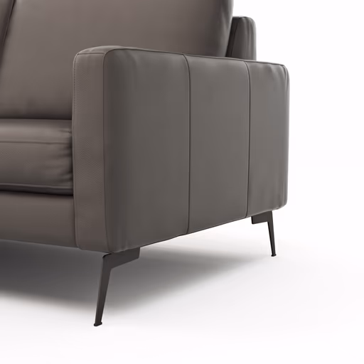 Ecksofa Enna - Longchair Links mit 3-Sitzer, Armlehne A, Leder, Schwarz