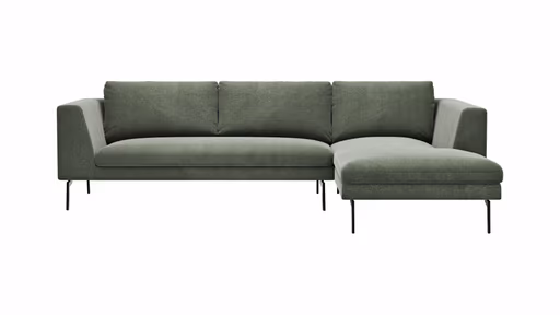 Ecksofa Helmi - 2,5-Sitzer, Longchair rechts, Stoff, Eukalyptus