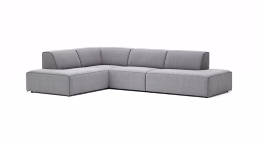 Ecksofa Elementos - Ecke links mit 1-Sitzer und Abschlusselement, Stoff, Grau