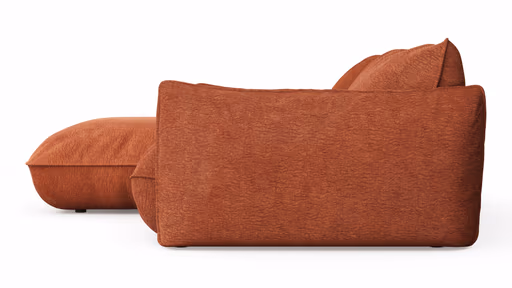 Ecksofa Fluffy - 2,5-Sitzer mit Longchair rechts inkl. Rückenlehne verstellbar, Stoff, Kupfer