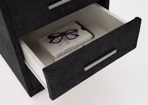 Nachttisch- Creme, mit Glasplatte, inkl. Beleuchtung