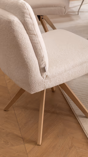 Stuhl Evania - Dreh und Relax-Funktion, niedriger Rücken, Stoff, Creme