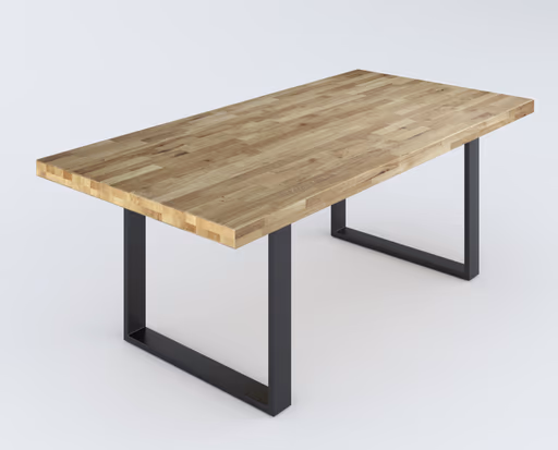 Esstisch - LB ca. 240x100 cm, Eiche; Massiv, Geölt, Grade, Metall, Schwarz