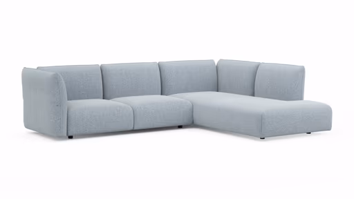 Ecksofa Motone - 2,5-Sitzer mit Ecke rechts, Stoff, Hellblau
