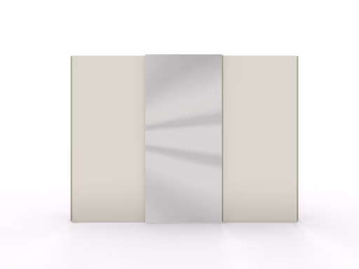 Schiebetuerenschrank Loretto - B ca. 304 cm, Lack, Hellgrau, Spiegel