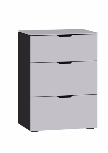 Nachtkommode JOIN IT- Glas, Hellgrau, Matt, Schwarz