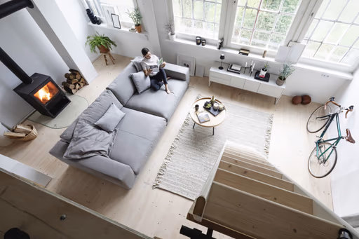 Megasofa Juni Lounge - B ca. 292 cm, Leder, Silbergrau