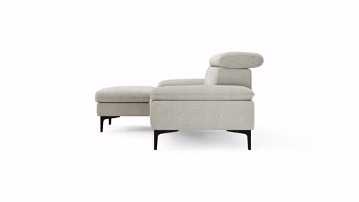 Ecksofa Felipa - Longchair links mit 2,5-Sitzer inkl. Kopfteil verstellbar, Stoff, Natur