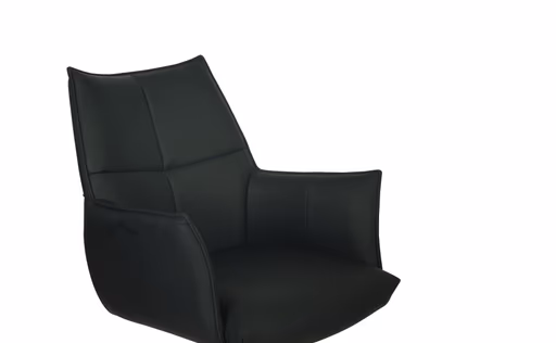 Armlehnstuhl MELE - drehbar, Leder, Schwarz