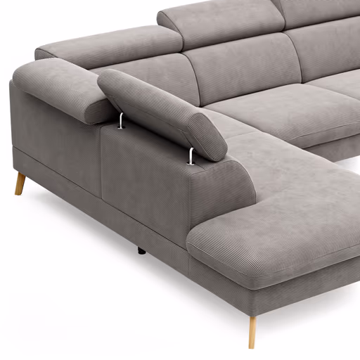 Sofa Maryville - Eckelement und Abschlussteil medium links mit 2,5-Sitzer, inkl. Schlaffunktion, Stauraum, Armlehne/Kopfteil verstellbar, Stoff, Grau