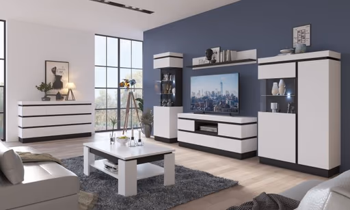 Lowboard - Alpinweiß, Anthrazit