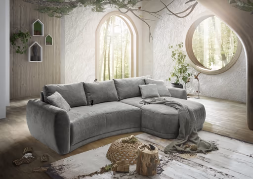 Ecksofa JOSUA - 3-Sitzer, Ecke rechts, Stoff, Dunkelgrau