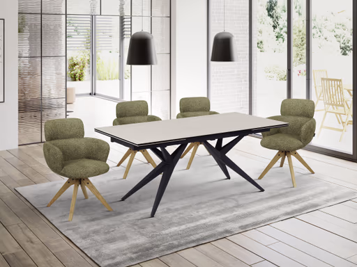 Armlehnstuhl MANJA - drehbar, Stoff, Braun